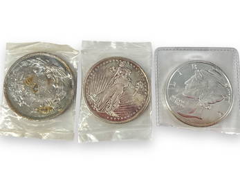 Three 1 oz. Silver Bullion Rounds