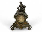 Pat'd 1859 Mantle Clock w/ Statue of Mother & Child ** 19 x 15 x 5 in. (48.3 x 38.1 x 12.7 cm.)