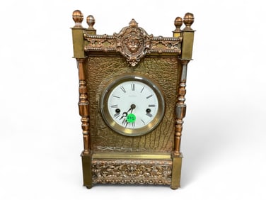 Seth Thomas Metal Mantle Clock ** 14 1/2 x 8 1/2 x 4 1/2 in. (36.8 x 21.6 x 11.4 cm.)
