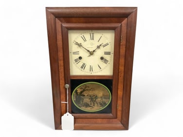 Seth Thomas Mantle Clock w/ Skating Scene ** 16 1/2 x 10 1/2 x 3 1/2 in. (41.9 x 26.7 x 8.9 cm.)