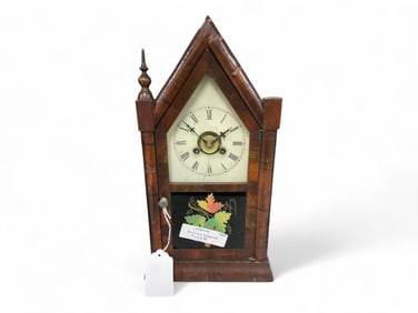 1870 Jerome & Co Steeple Mantle Clock w/ Leaves** 15 x 8 x 3 1/2 in. (38.1 x 20.3 x 8.9 cm.)