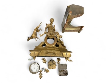 Seth Thomas Cast Metal Mantle Clock in Pieces ** 19 x 16 x 5 1/2 in. (48.3 x 40.6 x 14 cm.)