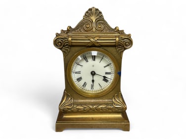 Pat'd 1892 Small Bronze Ansonia Shelf Clock** 5 1/2 x 3 1/2 x 2 1/2 in. (14 x 8.9 x 6.4 cm.)