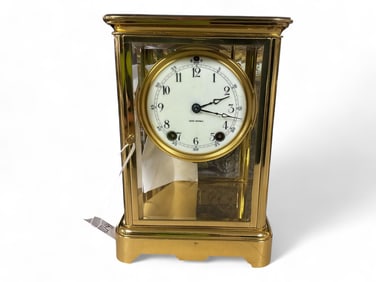 Brass Seth Thomas Crystal Regulator Clock** 9 3/4 x 6 3/4 x 4 1/2 in. (24.8 x 17.1 x 11.4 cm.)