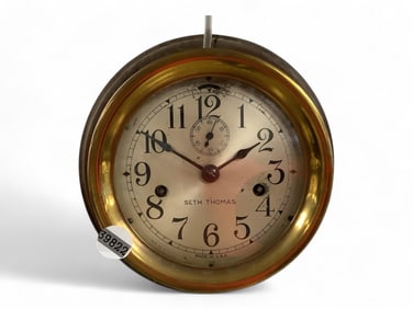 Brass Seth Thomas Ships Clock** 8 x 8 x 4 in. (20.3 x 20.3 x 10.2 cm.)