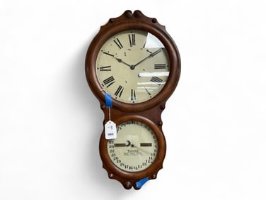 1879 Seth Thomas Double Dial Calendar Clock** 27 x 15 x 4 1/2 in. (68.6 x 38.1 x 11.4 cm.)