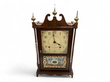 C 1970s Seth Thomas Miniature Pillar and Scroll Clock ** 16 1/2 x 9 x 4 1/2 in. (41.9 x 22.9 x 11.4