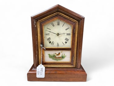Seth Thomas Mantle Clock w/ Robin** 15 x 12 x 5 in. (38.1 x 30.5 x 12.7 cm.)