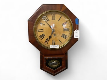 1901 Ansonia Mahogany Short Drop Regulator** 25 x 16 x 3 1/2 in. (63.5 x 40.6 x 8.9 cm.)
