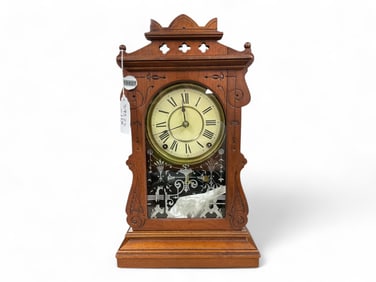 Mahogany Victorian Antique Mantle Clock** 18 x 11 x 4 1/2 in. (45.7 x 27.9 x 11.4 cm.)
