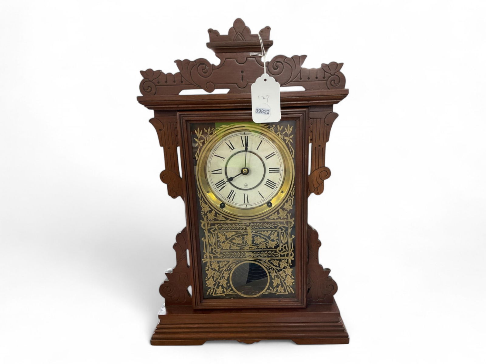 Seth Thomas Walnut Victorian Mantle Clock** 21" T x 14.5" W (1 of 2)