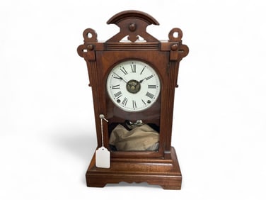 Walnut Victorian Antique Mantle Clock** 19 x 11 x 5 in. (48.3 x 27.9 x 12.7 cm.)