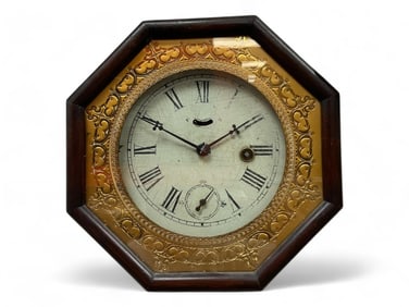 Octagonal Antique Wall Clock ** 8 x 8 x 3 in. (20.3 x 20.3 x 7.6 cm.)