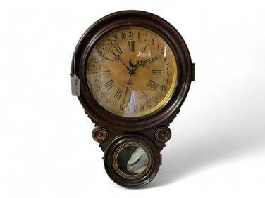 Circular Short Drop Regulator Clock ** 24 x 16 x 5 1/2 in. (61 x 40.6 x 14 cm.)