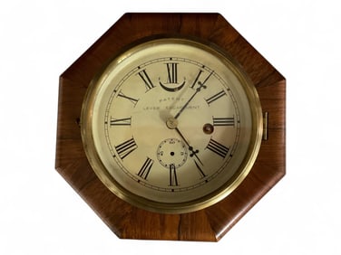 Pat'd 1855 E. N. Welch Lever Escapement Octagonal Wall Clock ** 8 1/2 x 8 1/2 x 3 in. (21.6 x 21.6 x
