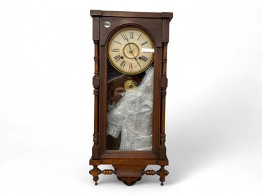 Antique Walnut Eastlake Clock ** 30 x 13 1/2 x 5 in. (76.2 x 34.3 x 12.7 cm.)