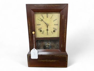 JC Brown Eight Day Rosewood Finish Mantle Clock** 15.5" H x 10.5" W