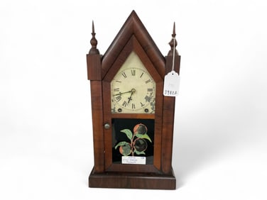 Jerome Eight Day Rosewood Finish Steeple Clock** 21" H x 11" W