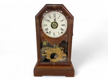 Seth Thomas Mahogany Mantle Clock** 16.5" H x 10" W