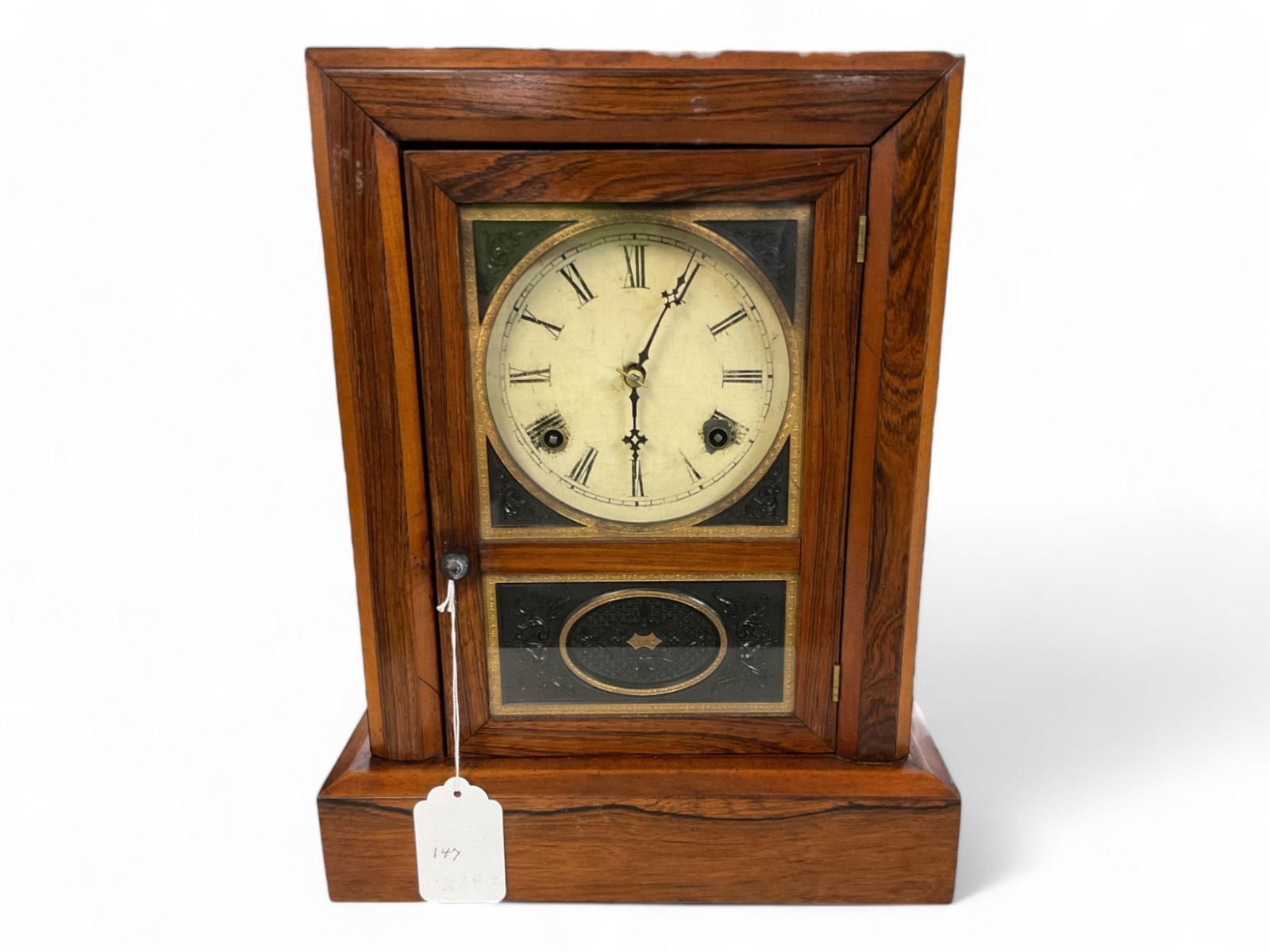Jerome & Co. Rosewood Finish Mantle Clock** 16" H x 12.5" W (1 of 4)