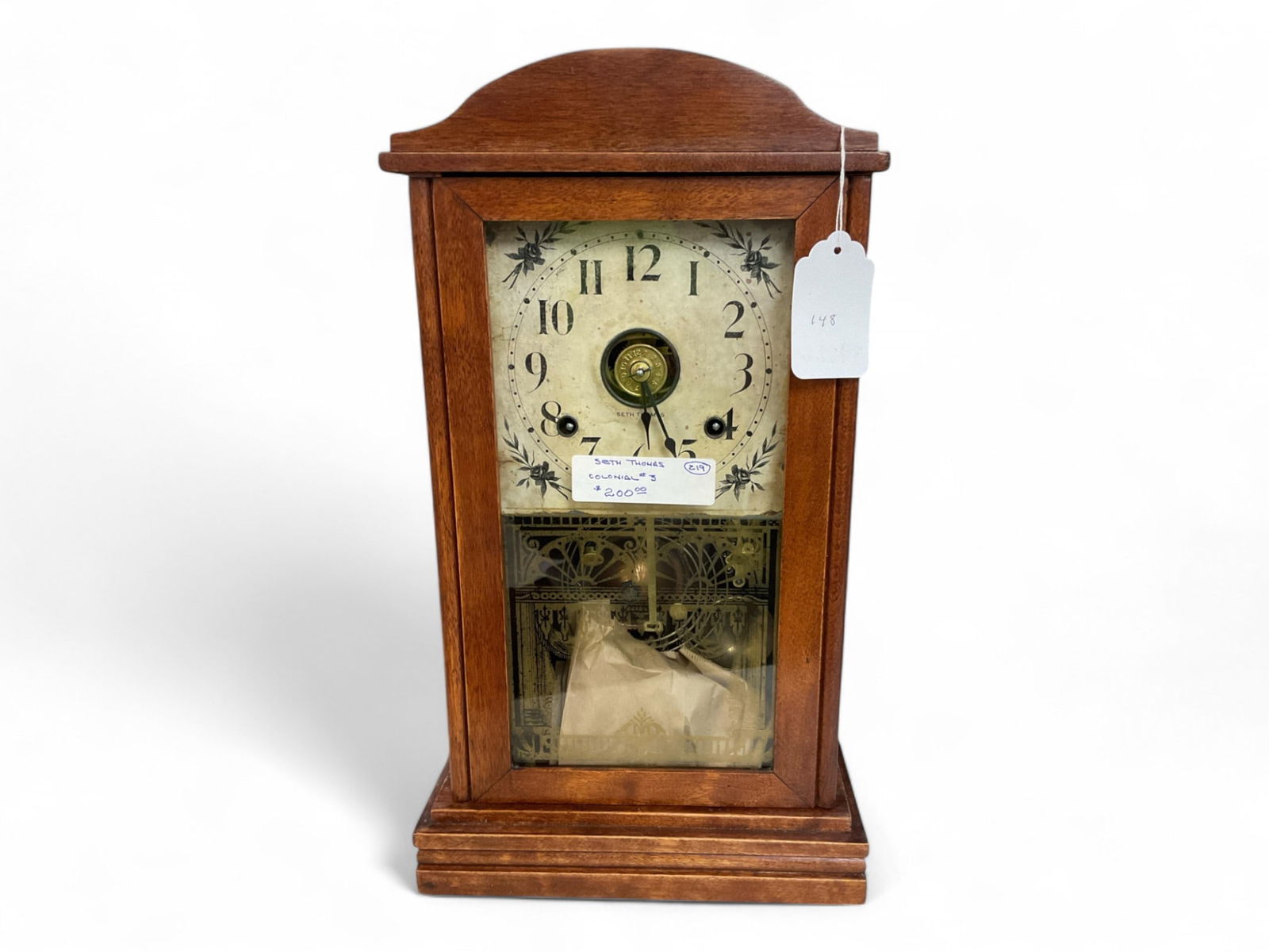 Seth Thomas Colonial #3 Mahogany Mantle Clock** 18" H x 10" W (1 of 2)