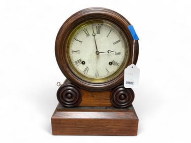 Ingraham Grecian Rosewood Finish Mantle Clock** 15" H x 10.5" W