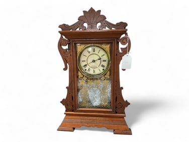 Seth Thomas Walnut Victorian Mantle Clock** 22" H x 14" W