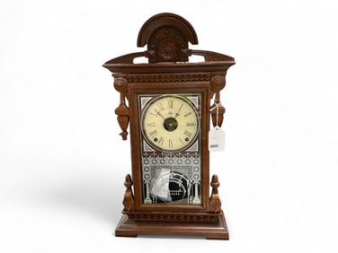 Seth Thomas Walnut Victorian Mantle Clock** 23" H x 12.5" W