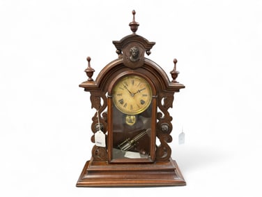 Mahogany Victorian Shelf Clock w/Mercury Pendulum** 25" H x 16.5" W