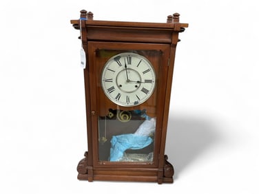 Seth Thomas Walnut Victorian Shelf Clock** 27" H x 17.5" W