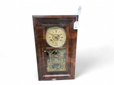 Southern Clock Co. Mahogany OGee Clock w/ Calendar Dial** 26" H x 16.5" W