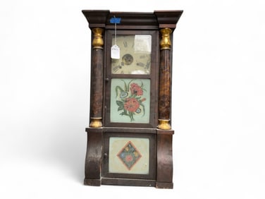 Seth Thomas Triple Decker Column and Cornice Clock w/ Reverse Painted Tablets** 33" H x 18" W