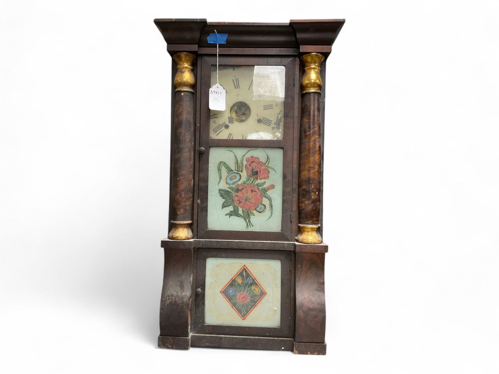 Seth Thomas Triple Decker Column and Cornice Clock w/ Reverse Painted Tablets** 33" H x 18" W (1 of 3)