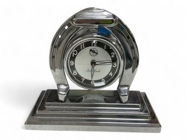 Chrome Alarm Clock Good Luck Horseshoe** 8" H x 9" W