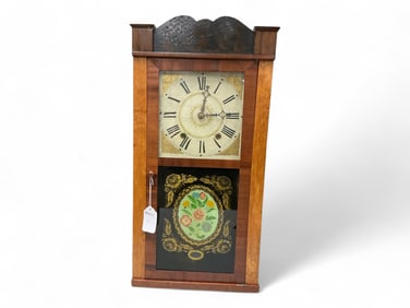 Charles Stratton Mahogany Column and Cornice Shelf Clock** 29" H x 14" W