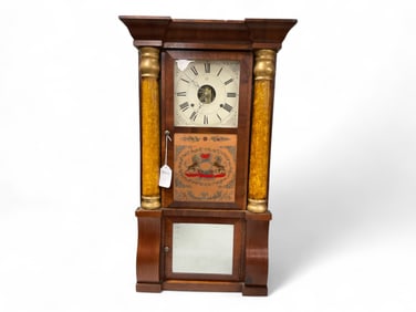 Seth Thomas Mahogany Triple Decker Column and Cornice Shelf Clock** 33" H x 16" W