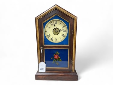 Mahogany Cathedral Style Shelf Clock** 17.5" H x 10.5" W
