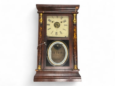 Seth Thomas Mahogany Column and Cornice Shelf Clock** 25" Tall