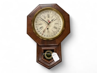Waterbury Mahogany Short Drop Regulator Wall Clock** 22" Long
