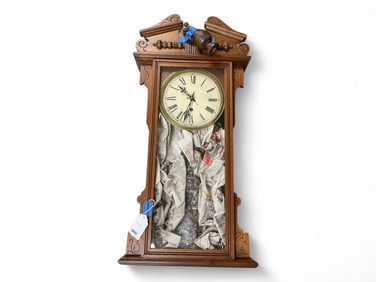Walnut Waterbury Victorian Regulator Wall Clock** 31.5" L