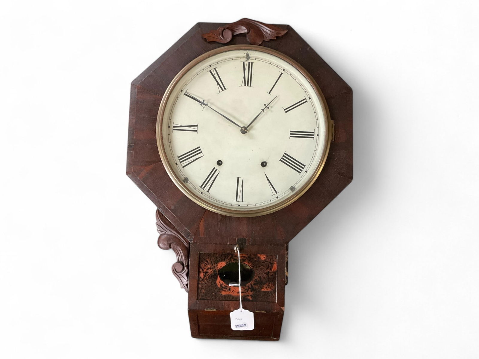 Levi Frank Short Drop Mahogany Regulator Wall Clock** 26" Tall (1 of 3)