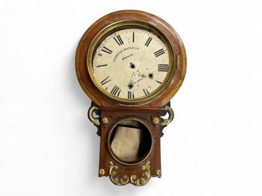 Seth Thomas Mahogany Short Drop Regulator Wall Clock w/ Applied Metal Trim** 25" Tall