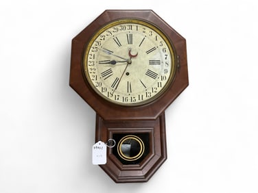 Waterbury Mahogany Short Drop Regulator Wall Clock** 24" Tall