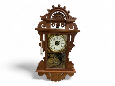 Seth Thomas Walnut Victorian Hanging Clock** 27" H