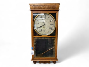 Ingraham Oak Rectangular Regulator Wall Clock** 37" H