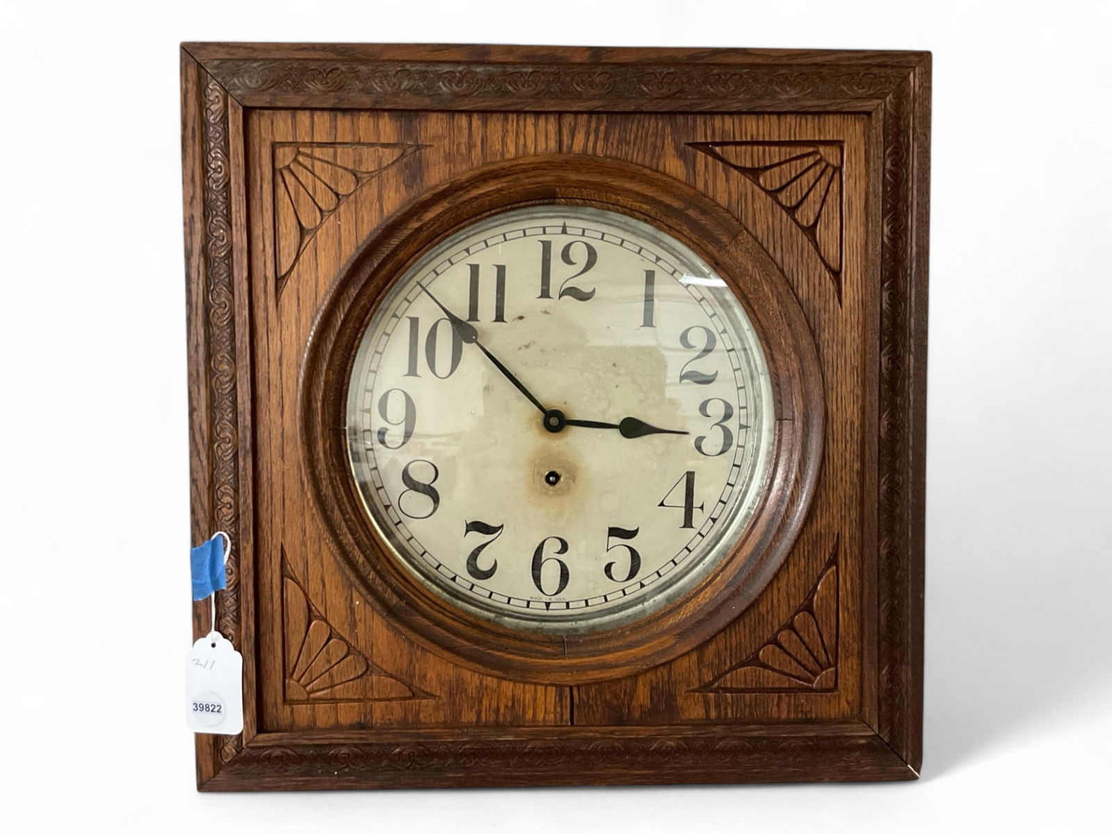 Square Oak Regulator Wall Clock** 20" H x 20" W (1 of 1)