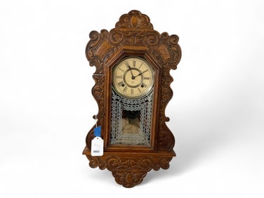 Ansonia Oak Gingerbread Wall Clock** 26" Tall