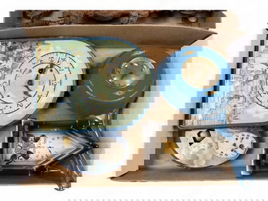 Lot of 4 Tin and Pottery Novelty Clocks**