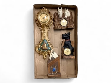 Lot of 4 Pressed Wood Novelty Clocks**