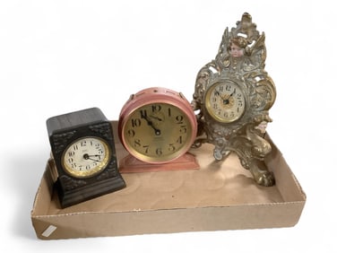 Lot of 3 Metal Clocks**
